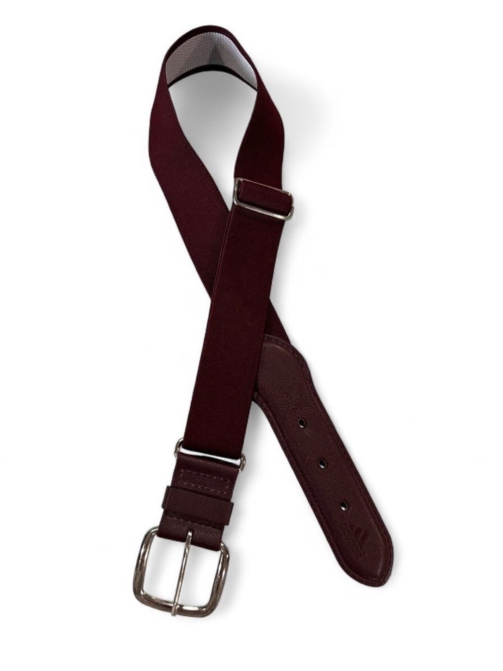 Unisex Adjustable Burgundy Fabric Belt with Leather Accents